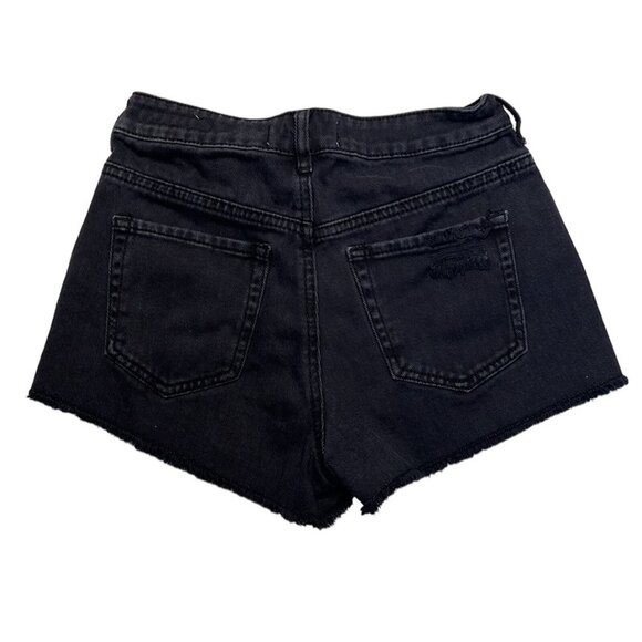 Pacsun Shorts Women’s Size 26 High Rise Festival Distressed Black Denim Raw Hem - Picture 2 of 11